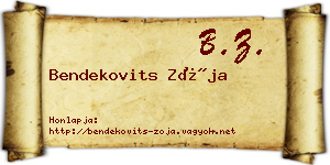 Bendekovits Zója névjegykártya
